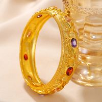 Copper 18K Gold Plated Luxurious Simple Style Shiny Metallic Plating Tribal Zircon Bangle main image 4