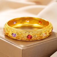 Copper 18K Gold Plated Luxurious Simple Style Shiny Metallic Plating Tribal Zircon Bangle main image 5