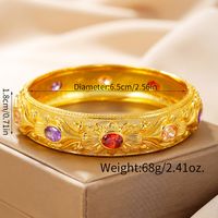 Copper 18K Gold Plated Luxurious Simple Style Shiny Metallic Plating Tribal Zircon Bangle main image 6