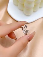 Copper K Gold Plated Rhodium Plated Elegant Classic Style Commute Inlay Geometric Zircon Open Rings main image 9