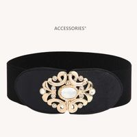 Simple Style Classic Style Color Block Elastic Band Buckle Women's Leather Belts sku image 1