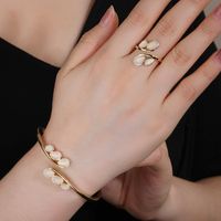 Copper 18K Gold Plated Rose Gold Plated White Gold Plated Elegant Lady Streetwear Inlay Geometric Opal Zircon Rings Bracelets Jewelry Set sku image 2