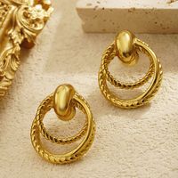 1 Piece Simple Style Classic Style Circle Plating 304 Stainless Steel 18K Gold Plated Ear Studs main image 3