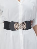 Simple Style Printing Elastic Band Inlay Rhinestones Women's Leather Belts sku image 1