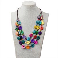 Classical Solid Color Coconut Shell Rope Women's Layered Necklaces main image 3