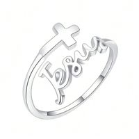 Simple Style Cross Letter Silver Plated Alloy Wholesale Open Rings sku image 1