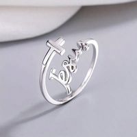 Simple Style Cross Letter Silver Plated Alloy Wholesale Open Rings main image 1