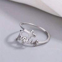 Simple Style Cross Letter Silver Plated Alloy Wholesale Open Rings main image 2