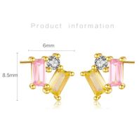 1 Pair IG Style Shiny Rectangle Plating Inlay Sterling Silver Zircon 18K Gold Plated Ear Studs main image 2