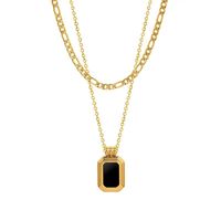 IG Style Simple Style Rectangle Resin Titanium Steel Inlay Resin 14K Gold Plated Unisex Layered Necklaces main image 5