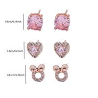 1 Pair Cute Simple Style Heart Shape Plating Inlay Copper Zircon Ear Studs main image 5