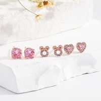 1 Pair Cute Simple Style Heart Shape Plating Inlay Copper Zircon Ear Studs main image 1
