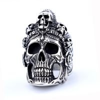 Hip-Hop Streetwear Geometric Skull 304 Stainless Steel Men's Rings sku image 6