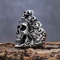 Hip-Hop Streetwear Geometric Skull 304 Stainless Steel Men's Rings main image 5