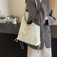 Women's Velvet Bow Knot Preppy Style Sewing Thread Zipper Shoulder Bag sku image 1