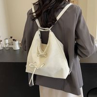 Women's Velvet Bow Knot Preppy Style Sewing Thread Zipper Shoulder Bag main image 3
