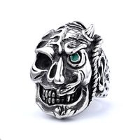 Hip-Hop Streetwear Skull 304 Stainless Steel Men's Rings sku image 1