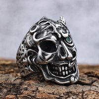 Hip-Hop Streetwear Skull 304 Stainless Steel Men's Rings main image 5