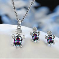 Retro Simple Style Round Alloy Metal Plating Inlay Rhinestones Glass White Gold Plated Women's Earrings Necklace sku image 7