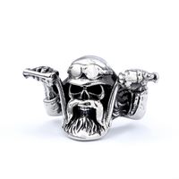 Hip-Hop Streetwear Geometric Skull 304 Stainless Steel Men's Rings sku image 2