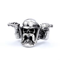 Hip-Hop Streetwear Geometric Skull 304 Stainless Steel Men's Rings sku image 7