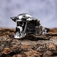 Hip-Hop Streetwear Geometric Skull 304 Stainless Steel Men's Rings main image 5