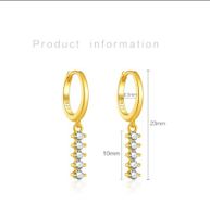 1 Pair Simple Style Shiny Round Inlay Sterling Silver Zircon 18K Gold Plated Drop Earrings main image 2