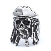 Hip-Hop Streetwear Geometric Skull 304 Stainless Steel Men's Rings sku image 2