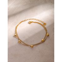 IG Style Hawaiian Heart Shape Solid Color 304 Stainless Steel Plating 16K Gold Plated Women's Anklet main image 6