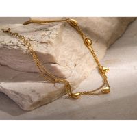 IG Style Hawaiian Heart Shape Solid Color 304 Stainless Steel Plating 16K Gold Plated Women's Anklet main image 3
