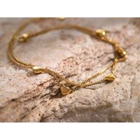 IG Style Hawaiian Heart Shape Solid Color 304 Stainless Steel Plating 16K Gold Plated Women's Anklet main image 5