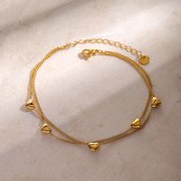 IG Style Hawaiian Heart Shape Solid Color 304 Stainless Steel Plating 16K Gold Plated Women's Anklet main image 1