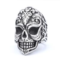 Hip-Hop Streetwear Geometric Skull 304 Stainless Steel Men's Rings sku image 2
