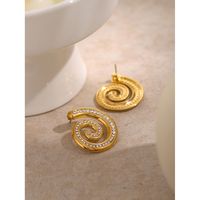 1 Pair Basic Modern Style Classic Style Spiral Plating Inlay 304 Stainless Steel Rhinestones 18K Gold Plated Ear Studs main image 5