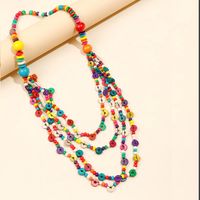 Simple Style Classic Style Color Block Wooden Beads Coconut Shell Charcoal Women's Layered Necklaces main image 1