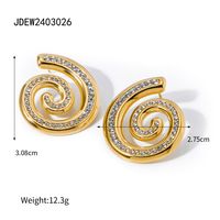 1 Pair Basic Modern Style Classic Style Spiral Plating Inlay 304 Stainless Steel Rhinestones 18K Gold Plated Ear Studs sku image 1