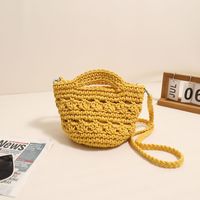 Women's Small Cotton Solid Color Vintage Style Classic Style Square Magnetic Buckle Straw Bag sku image 11