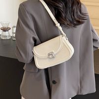 Women's Pu Leather Solid Color Classic Style Sewing Thread Zipper Flip Cover Shoulder Bag main image 3