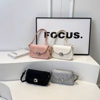 Women's Pu Leather Solid Color Classic Style Sewing Thread Zipper Flip Cover Shoulder Bag main image video