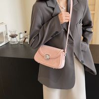 Women's Pu Leather Solid Color Classic Style Sewing Thread Zipper Flip Cover Shoulder Bag sku image 3