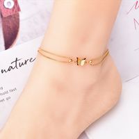 Elegant Luxurious Sweet Butterfly Titanium Steel Inlay Rhinestones 18K Gold Plated Women's Anklet main image 3
