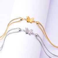 Elegant Luxurious Sweet Butterfly Titanium Steel Inlay Rhinestones 18K Gold Plated Women's Anklet main image 1
