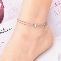 Elegant Luxurious Sweet Butterfly Titanium Steel Inlay Rhinestones 18K Gold Plated Women's Anklet main image 4