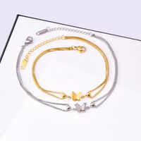 Elegant Luxurious Sweet Butterfly Titanium Steel Inlay Rhinestones 18K Gold Plated Women's Anklet main image 2