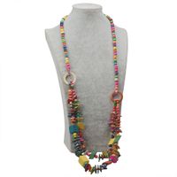 Vacation Sweet Color Block Wooden Beads Coconut Shell Charcoal Beaded Women's Layered Necklaces main image 5