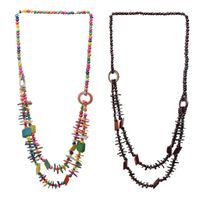 Vacation Sweet Color Block Wooden Beads Coconut Shell Charcoal Beaded Women's Layered Necklaces main image 1