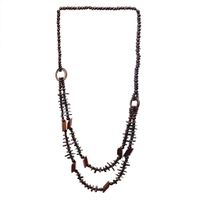 Vacation Sweet Color Block Wooden Beads Coconut Shell Charcoal Beaded Women's Layered Necklaces sku image 2
