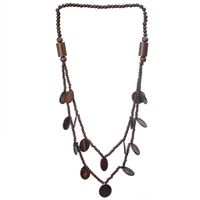 Vintage Style Ethnic Style Classic Style Geometric Round Wooden Beads Coconut Shell Charcoal Beaded Women's Double Layer Necklaces sku image 1