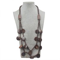 Vintage Style Ethnic Style Classic Style Geometric Round Wooden Beads Coconut Shell Charcoal Beaded Women's Double Layer Necklaces main image 8