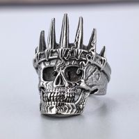 Hip-Hop Streetwear Geometric Skull 304 Stainless Steel Men's Rings main image 7